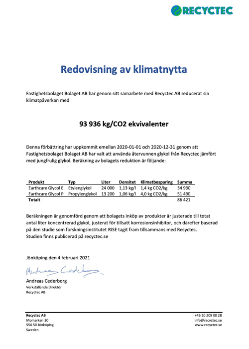 Redovisning av klimatnytta